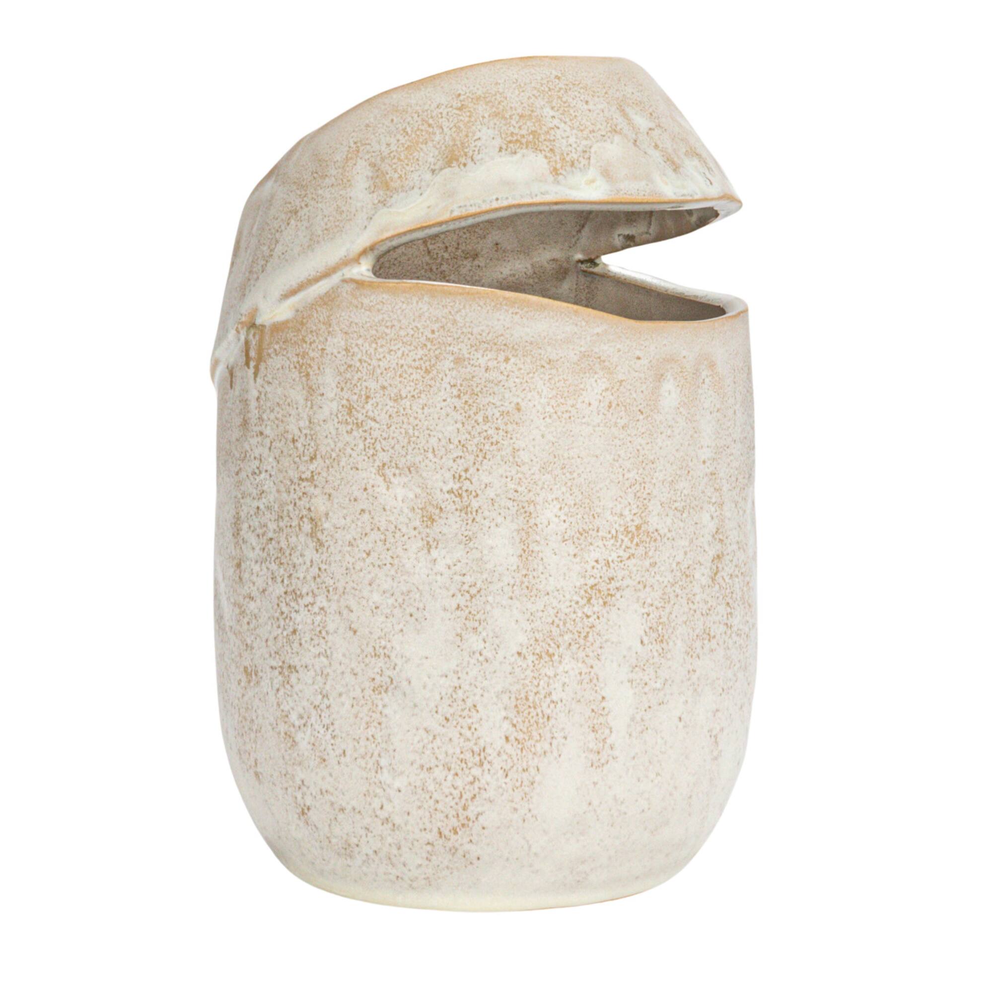 Hello Honey® 8" Cream Organic Round Stoneware Vase with Reactive Glaze
